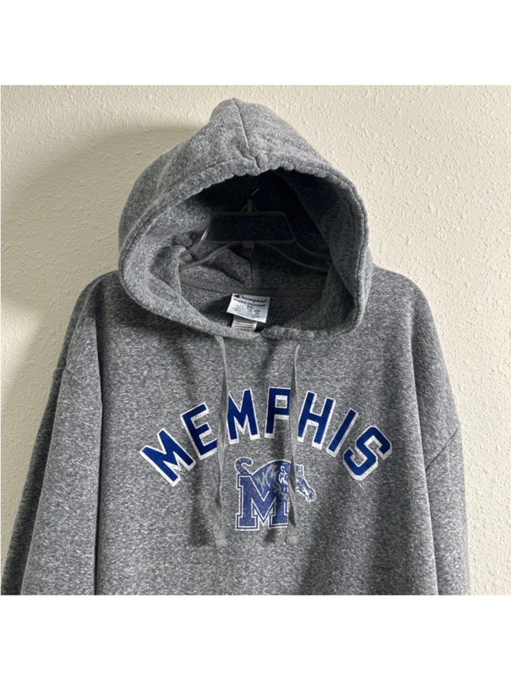 Champion Memphis Tigers Gray Hoodie Fleece Sweatshirt Men’s 2XL NCAA University - Picture 4 of 11